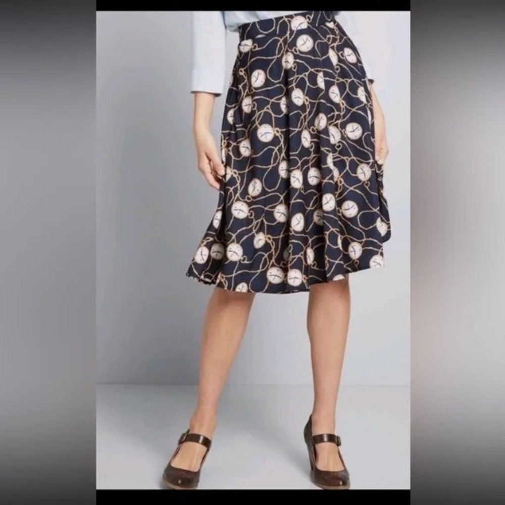 Modcloth Just This Sway Clock Skirt 1X